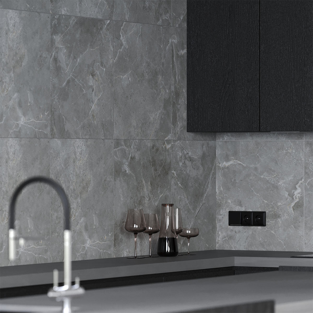 Klinker Pulpis Dark Grey Marmor Mat 60x60