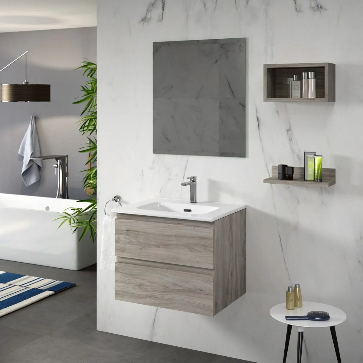 Provbit Kommod & Tvättställ 60 cm Tenfors Norrvik Grå Furu