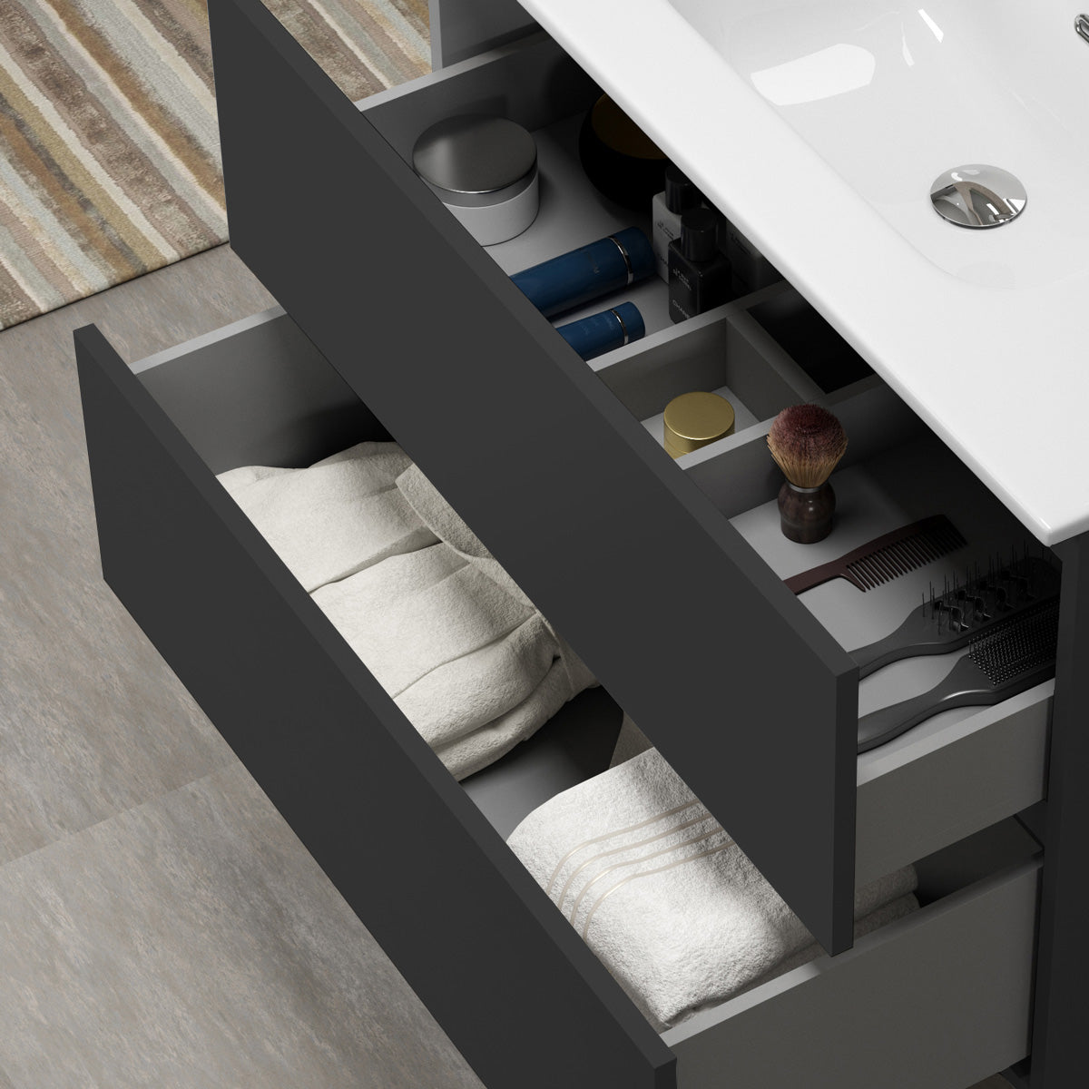 Kommode & Håndvask 120 cm Tenfors Viken Sort Mat 4 skuffer