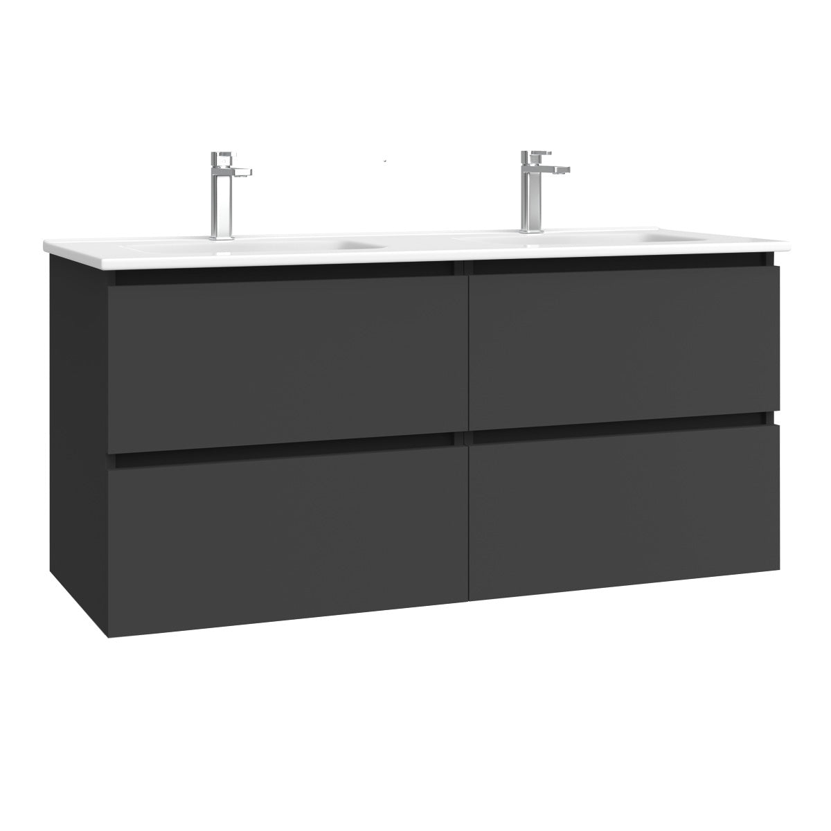 Kommode & Håndvask 120 cm Tenfors Viken Sort Mat 4 skuffer