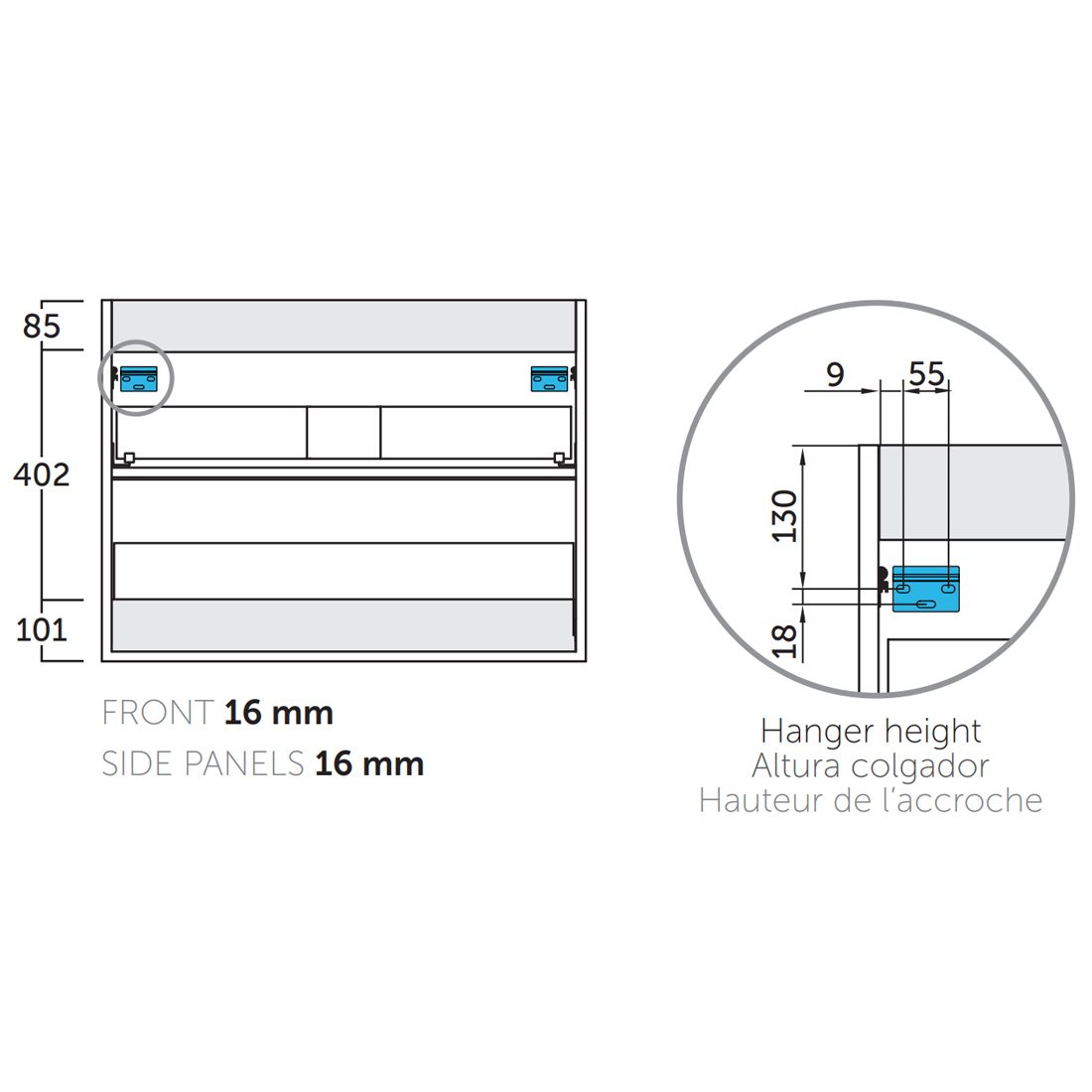 Kommode & Håndvask 60 cm Tenfors Nordlig Hvid Mat