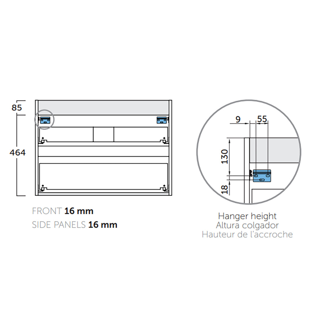 Kommode & Håndvask 60 cm Tenfors Viken Sort Mat