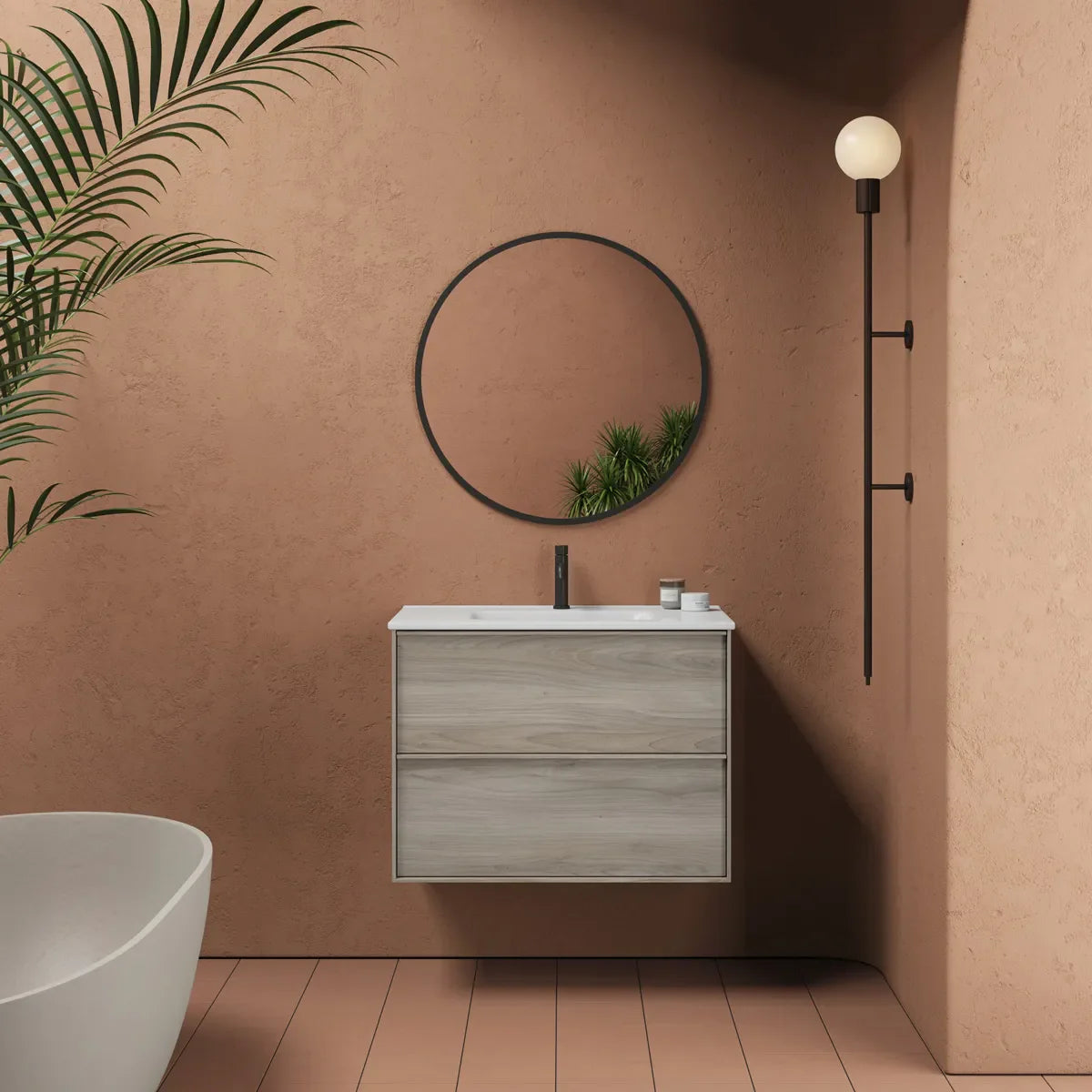 Kommode & Håndvask 80 cm Tenfors Nordlig Grå Furu