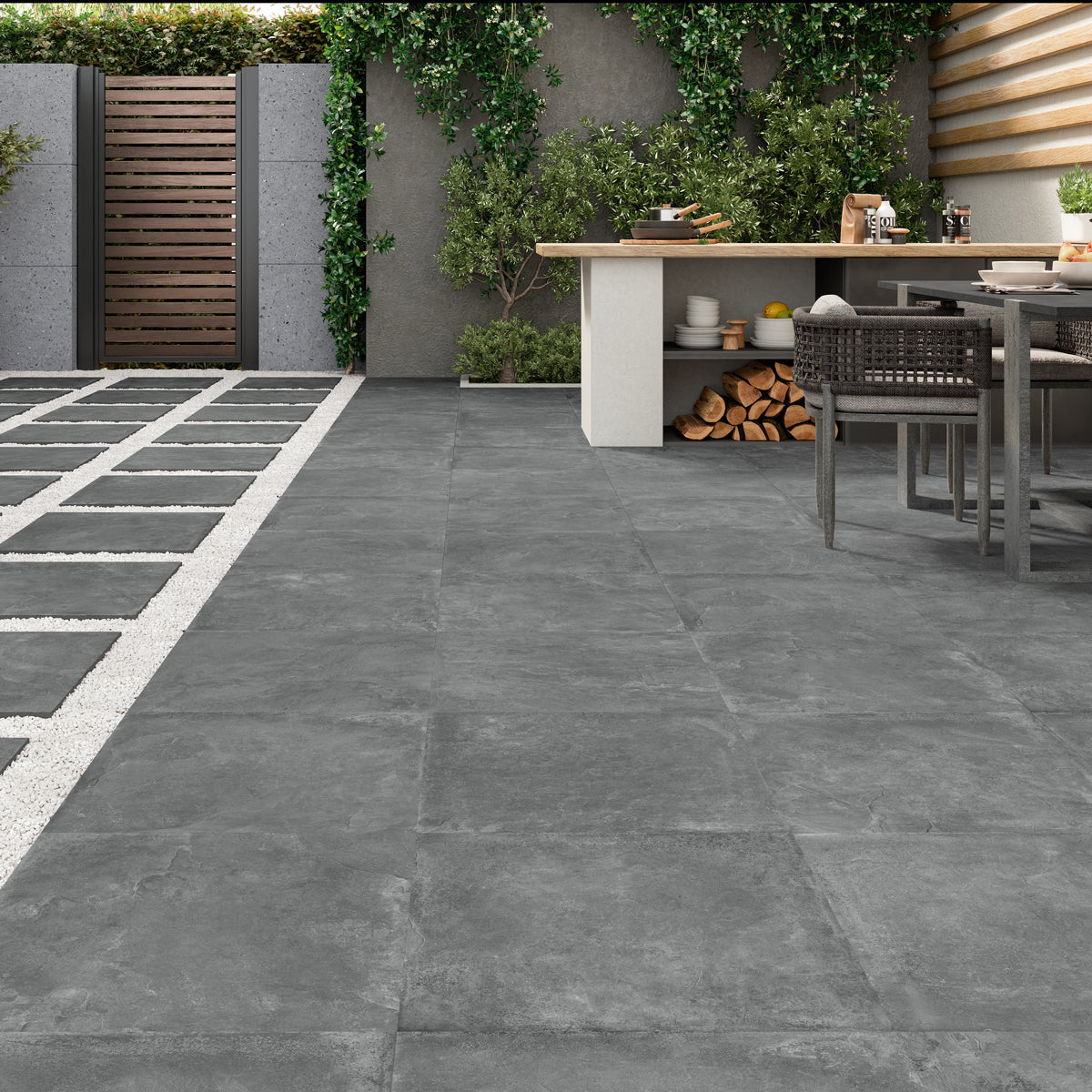 Terrasseflise Merlot Graphite 60x60 20mm