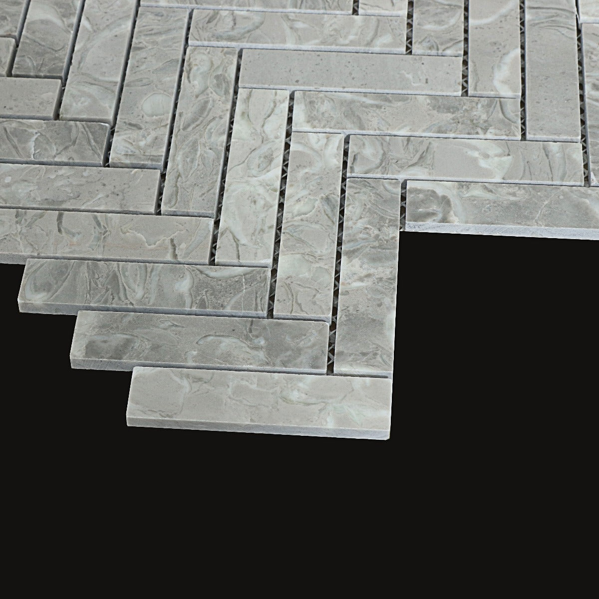 Mosaik Marmor Fishbone Ever Grey