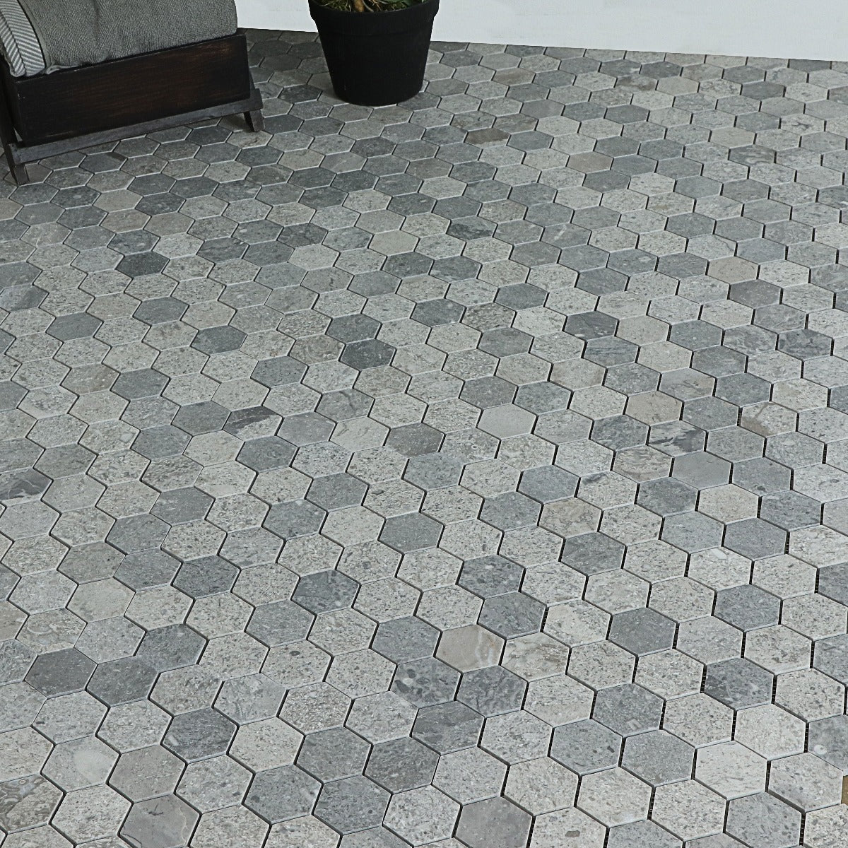 Mosaik Marmor Hexagon Rocky Grey
