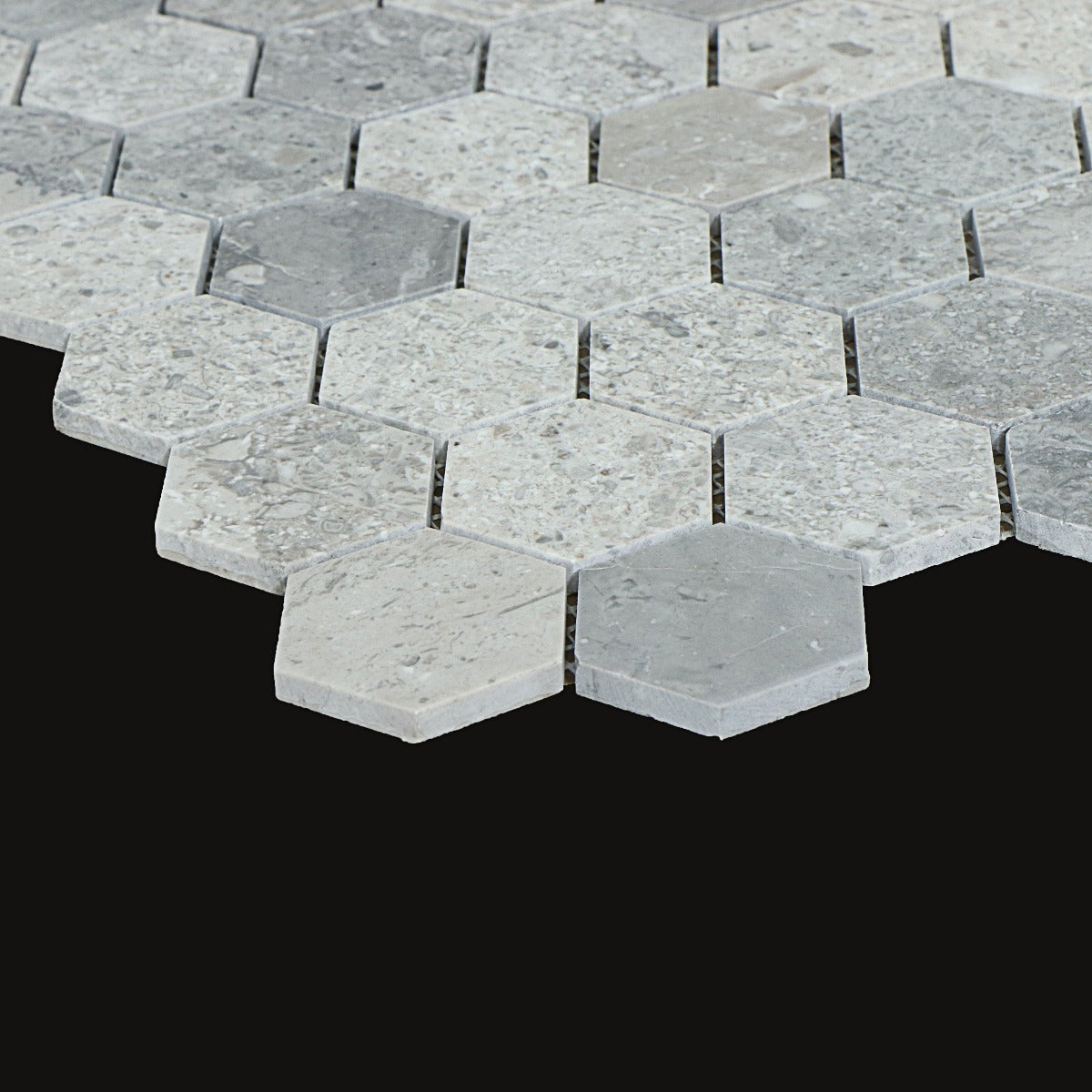Mosaik Marmor Hexagon Rocky Grey