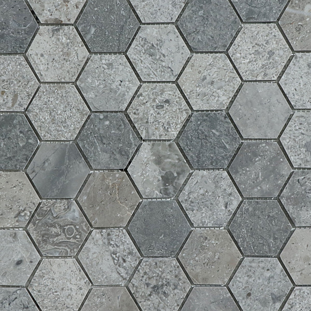 Mosaik Marmor Hexagon Rocky Grey