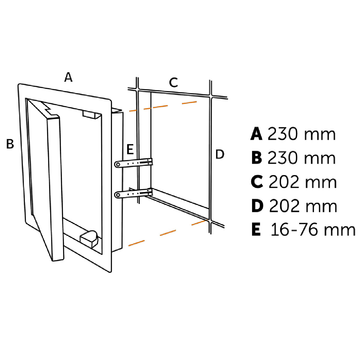 Inspektionslem Push Black 200x200 mm