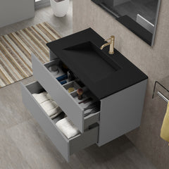 Håndvask Solid Surface Tenfors Flow 60 cm Sort Mat