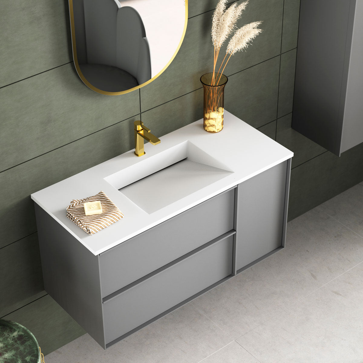Håndvask Solid Surface Tenfors Flow 100 cm Hvid Mat
