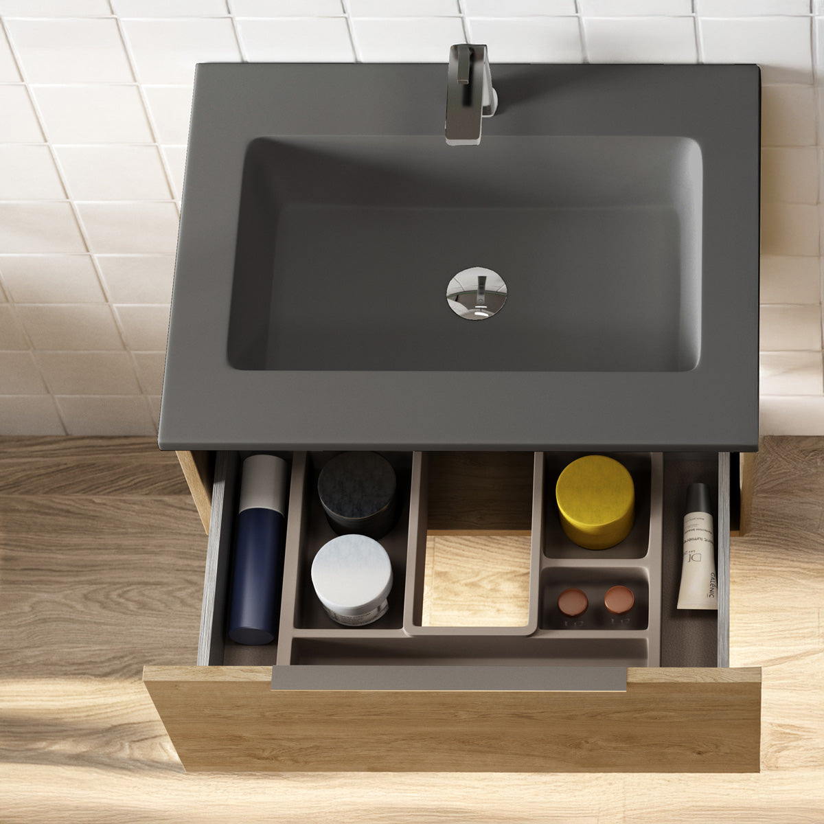 Håndvask Solid Surface Tenfors Alpin 60 cm Antracit