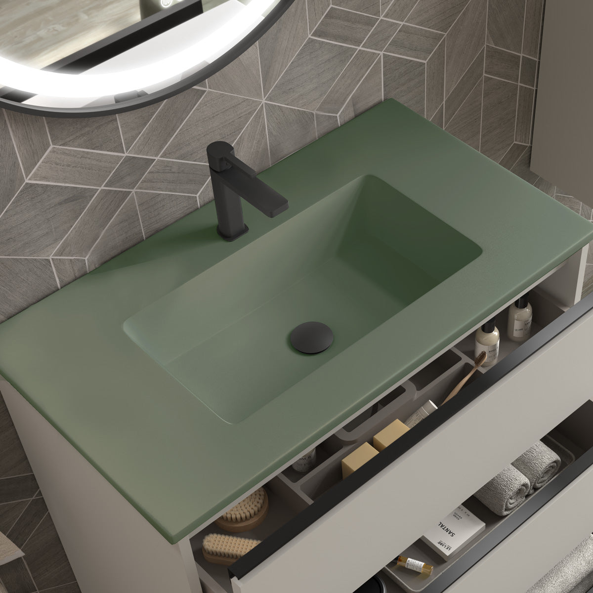 Håndvask Solid Surface Tenfors Alpin 80 cm Salvia