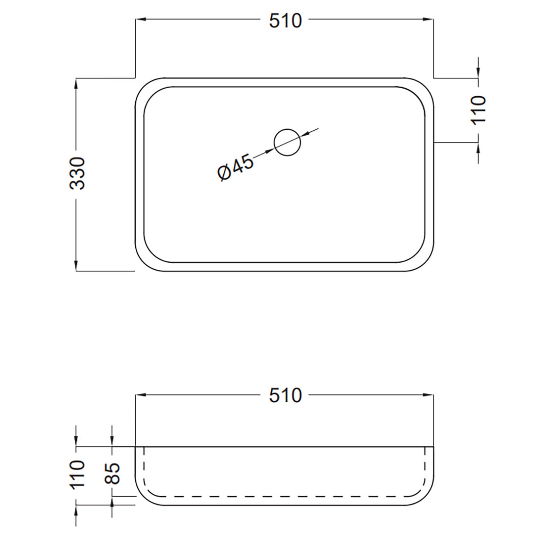 Håndvask Solid Surface Tenfors Milos 51x33 cm Hvid Mat
