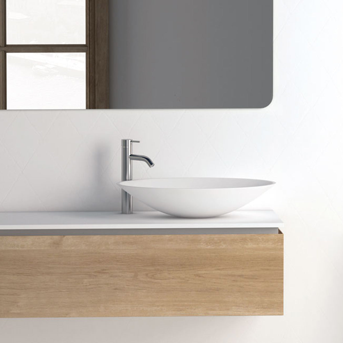Håndvask Solid Surface Tenfors Oval 57x41 cm Hvid Mat
