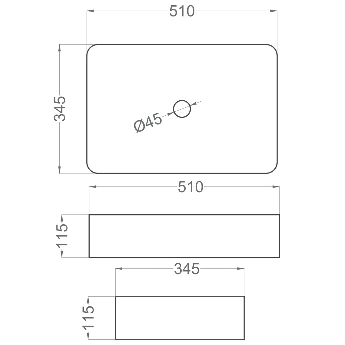 Håndvask Tenfors Tre 51x35 cm Hvid Blank