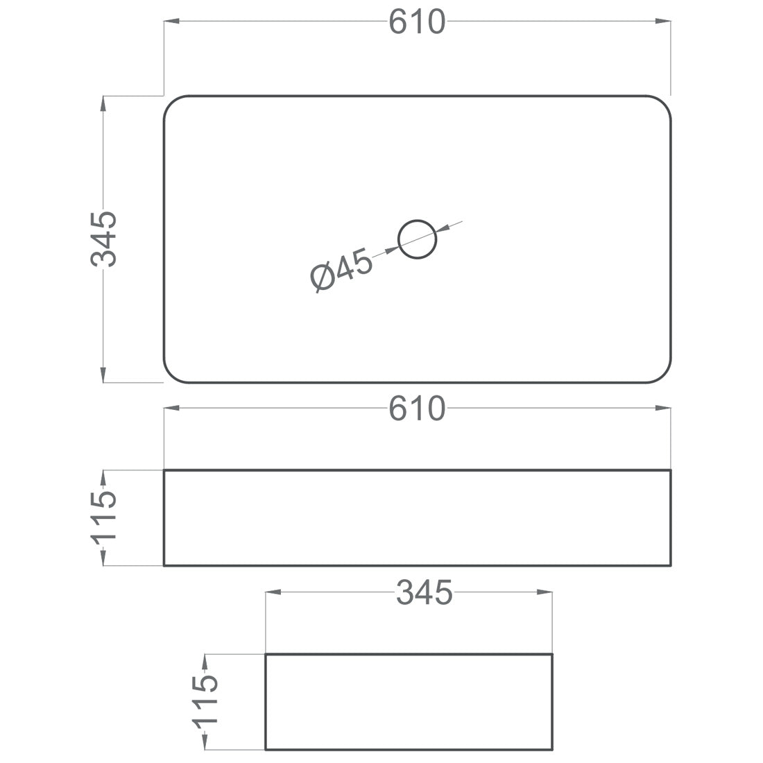 Håndvask Tenfors Tre 61x35 cm Hvid Blank