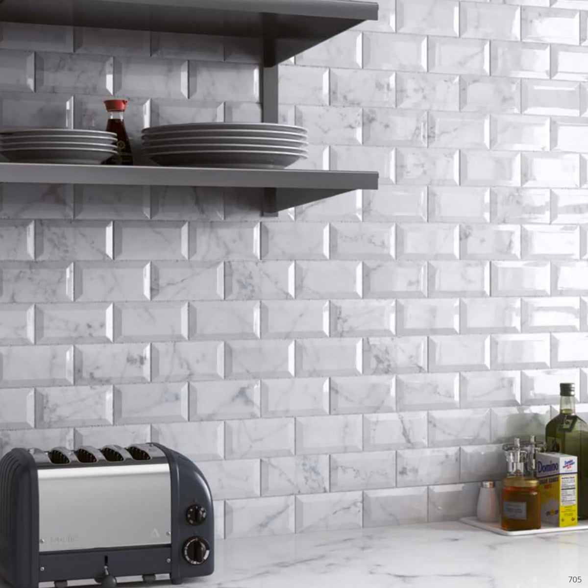Vægflise Metro Carrara Marmor 10x20