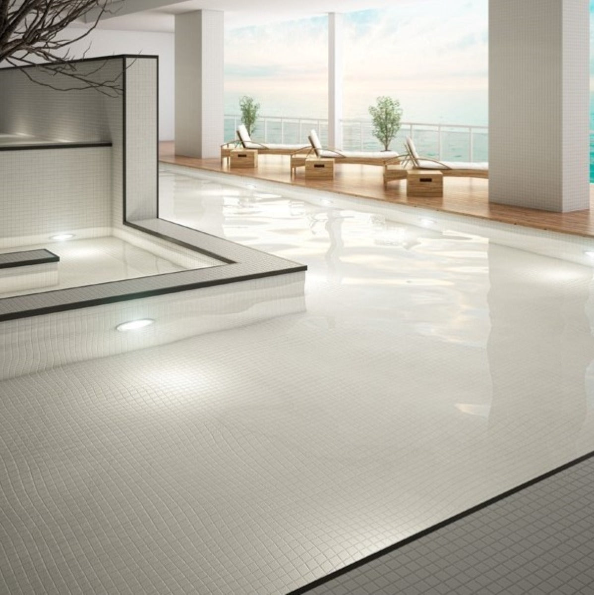 Poolmosaik Blanco
