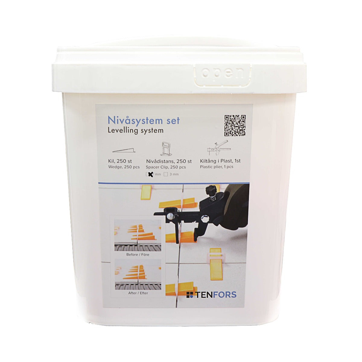 Tenfors Nivelleringssystem 2 mm fuge, 250st