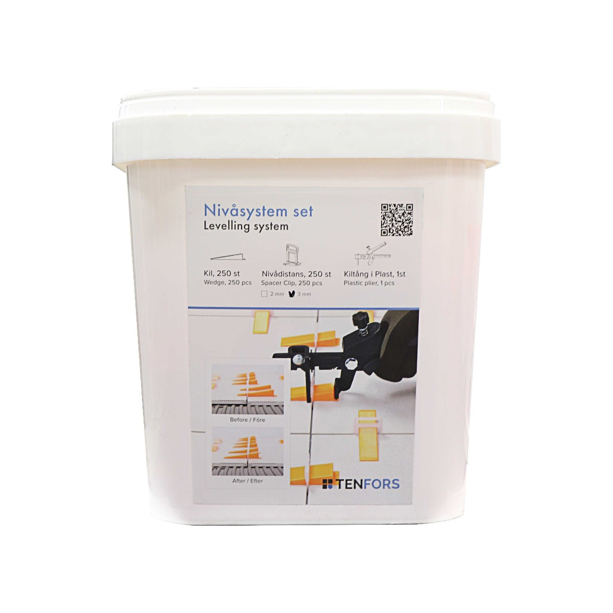 Tenfors Nivelleringssystem 3mm fuge, 250st